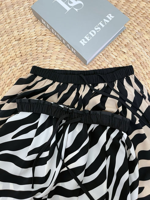 Women Casual Tiger Print Loose Straight Cut Trousers